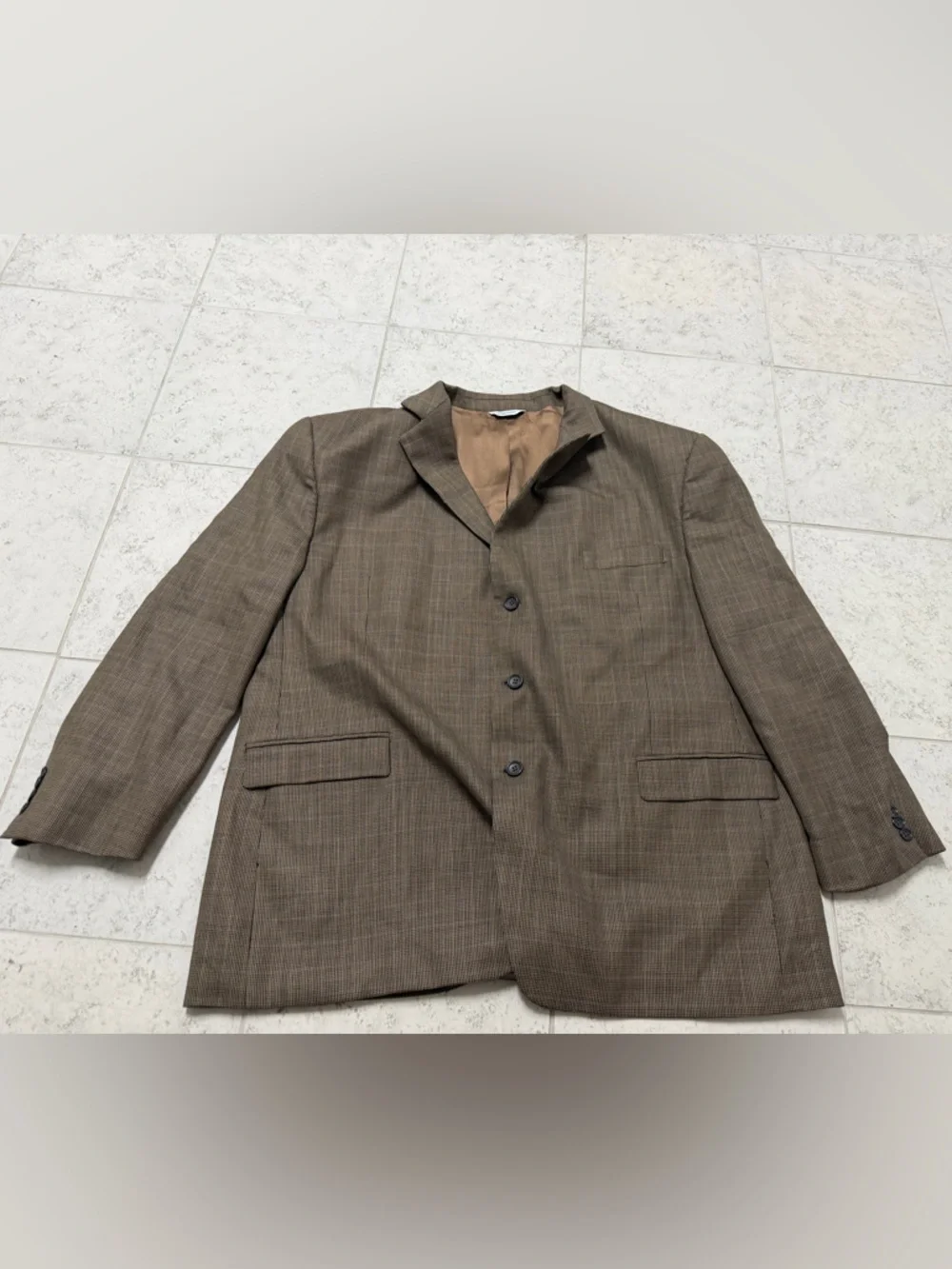 Joseph & Feiss Brown Plaid Men’s wool Suit Blazer formal size 52R